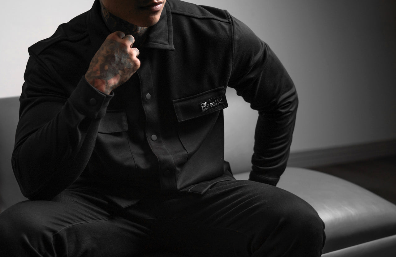 Double Knit Button Up - Black
