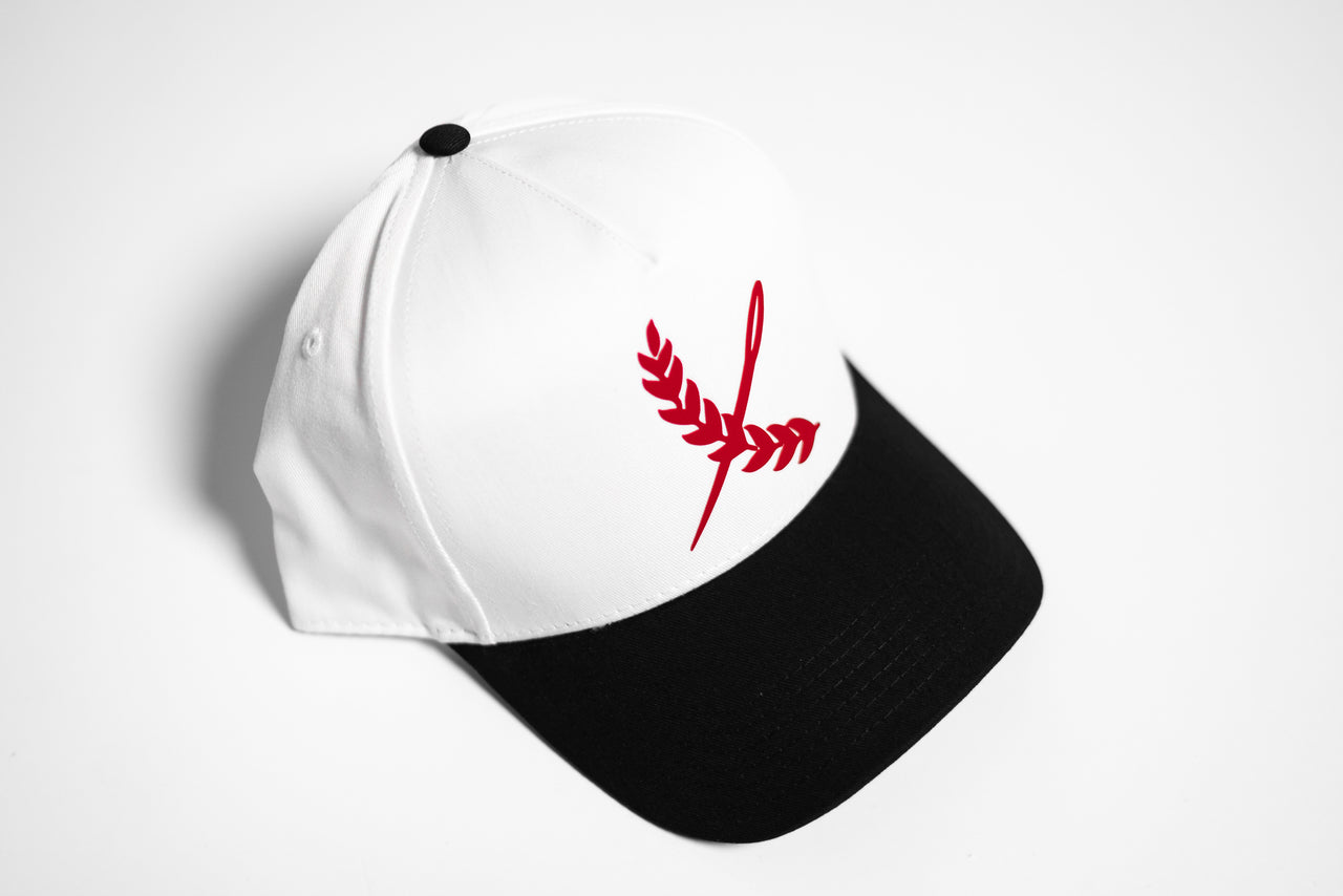 Classic Imperial 5 Panel Cap - White / Black / Red
