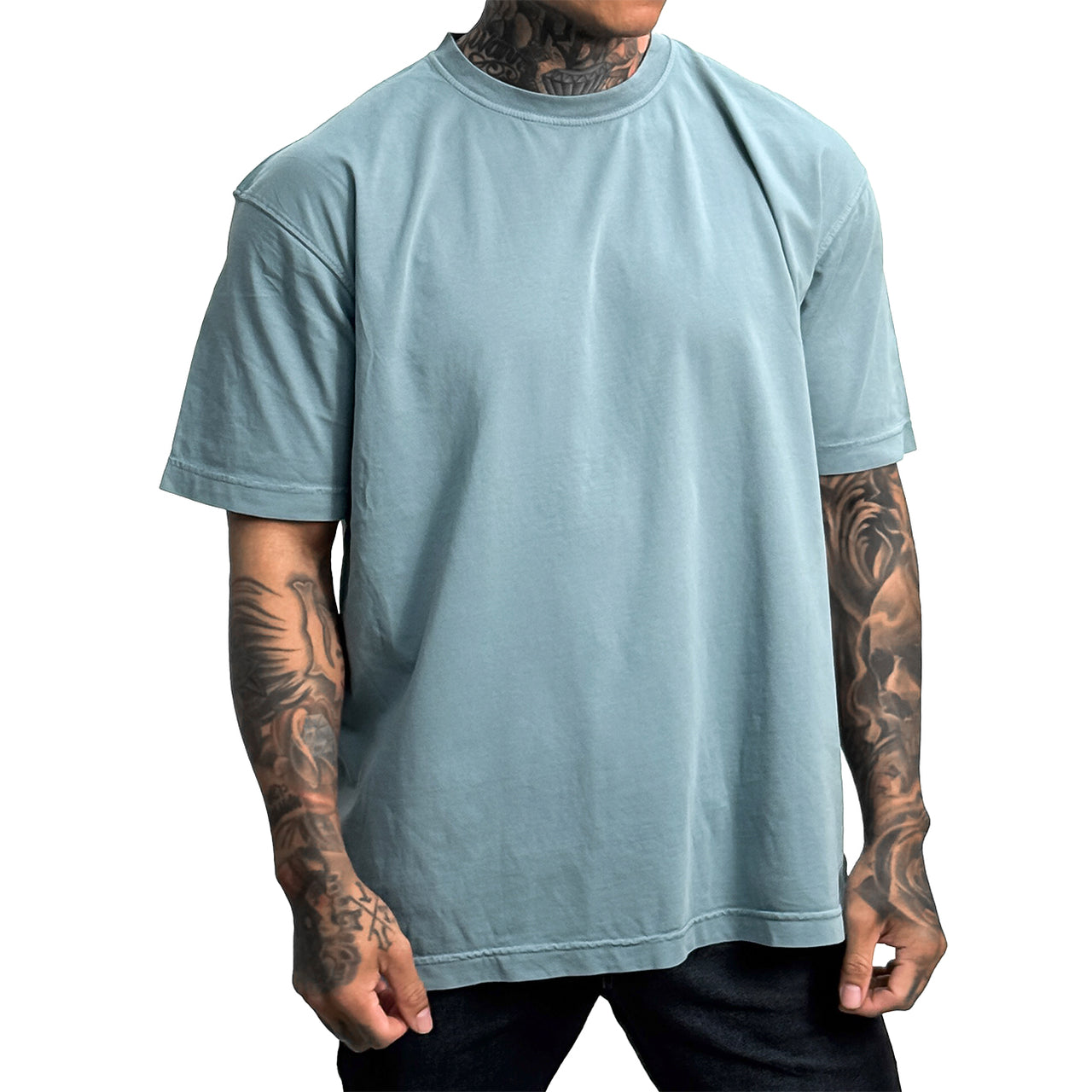 Heritage-Washed Tee - Dusty Teal