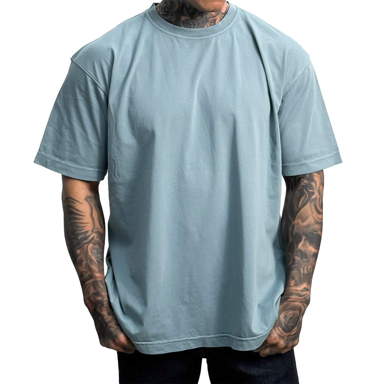 Heritage-Washed Tee - Dusty Teal