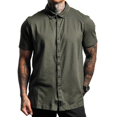 Modern Motion Button Up - Olive