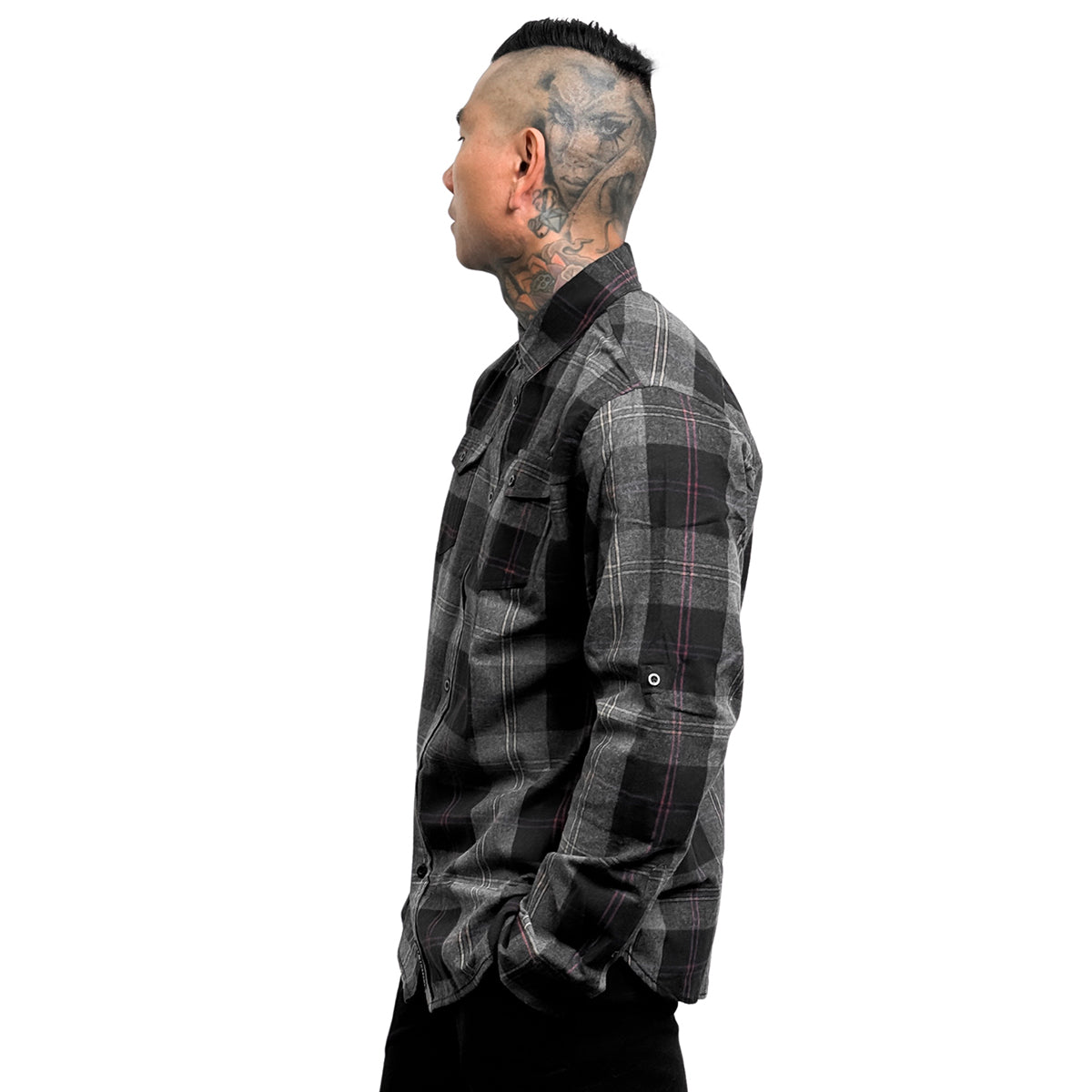 Cuffed Flannel - Black / Steel