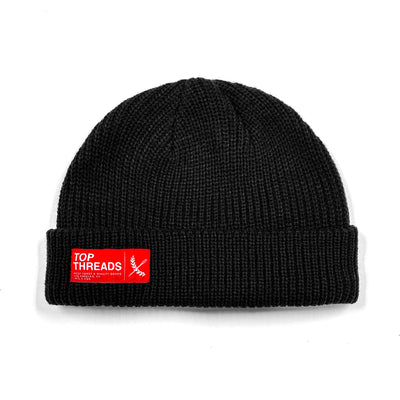 Label Knit Beanie V2 - Black