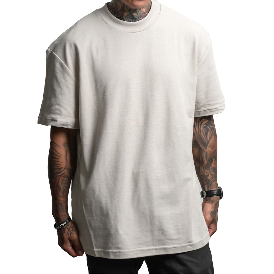 Textured Tees Textured Mockneck Tee - Natural