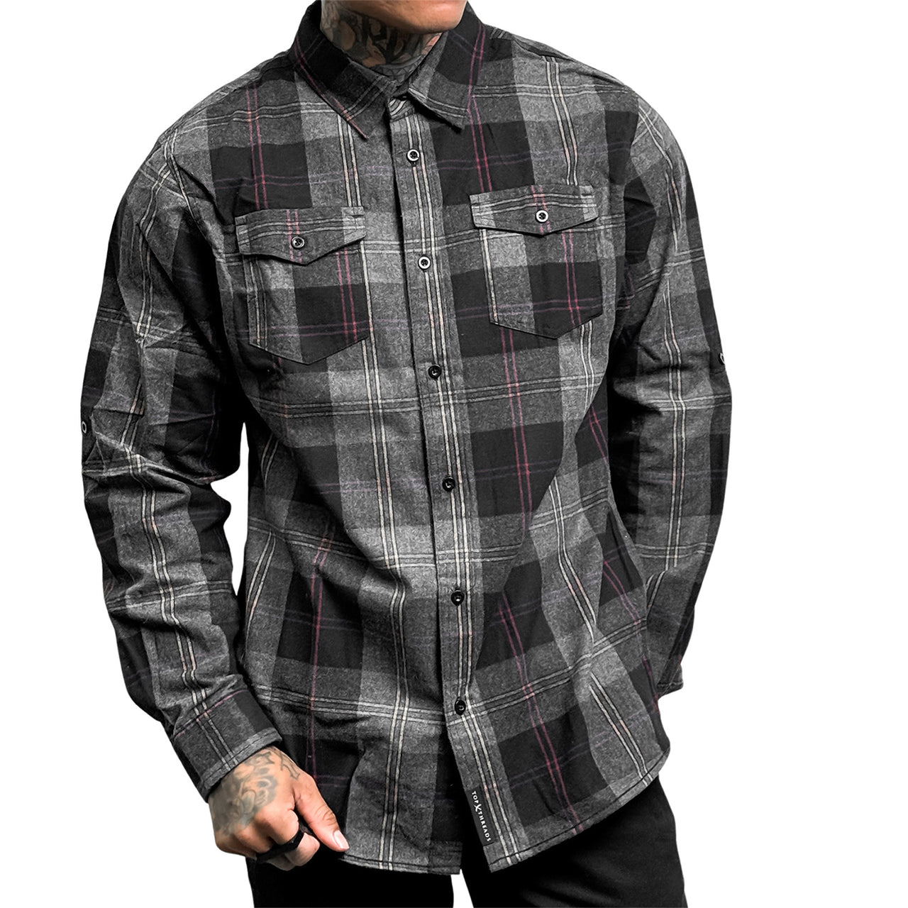 Cuffed Flannel - Black / Steel