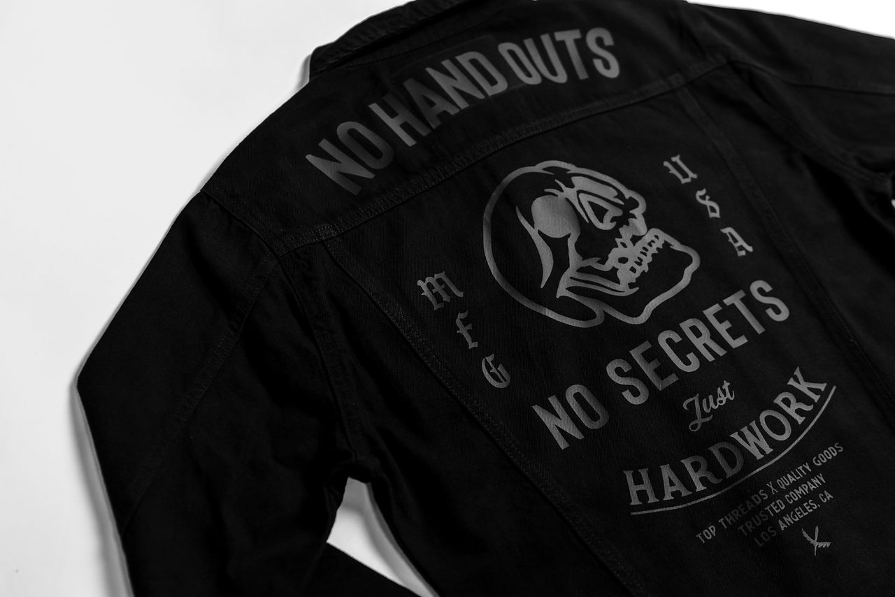 No Hand Outs Denim Jacket - Black