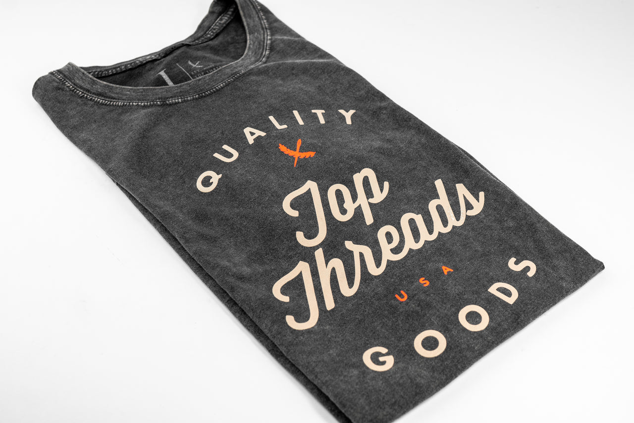 Vintage Script Tee - Wash Black Stone