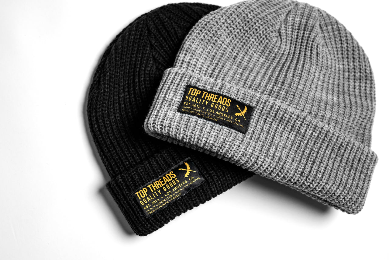 Label Knit Beanie - Heather Grey