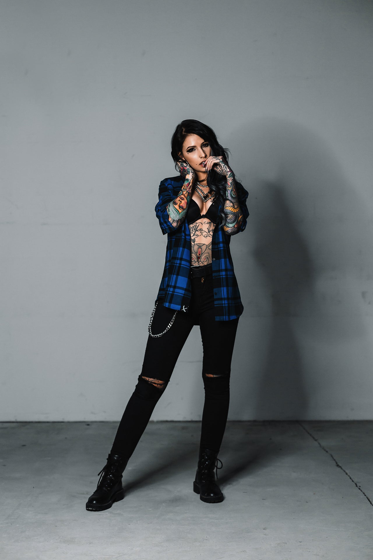 Ladies Imperial Flannel - Royal / Black