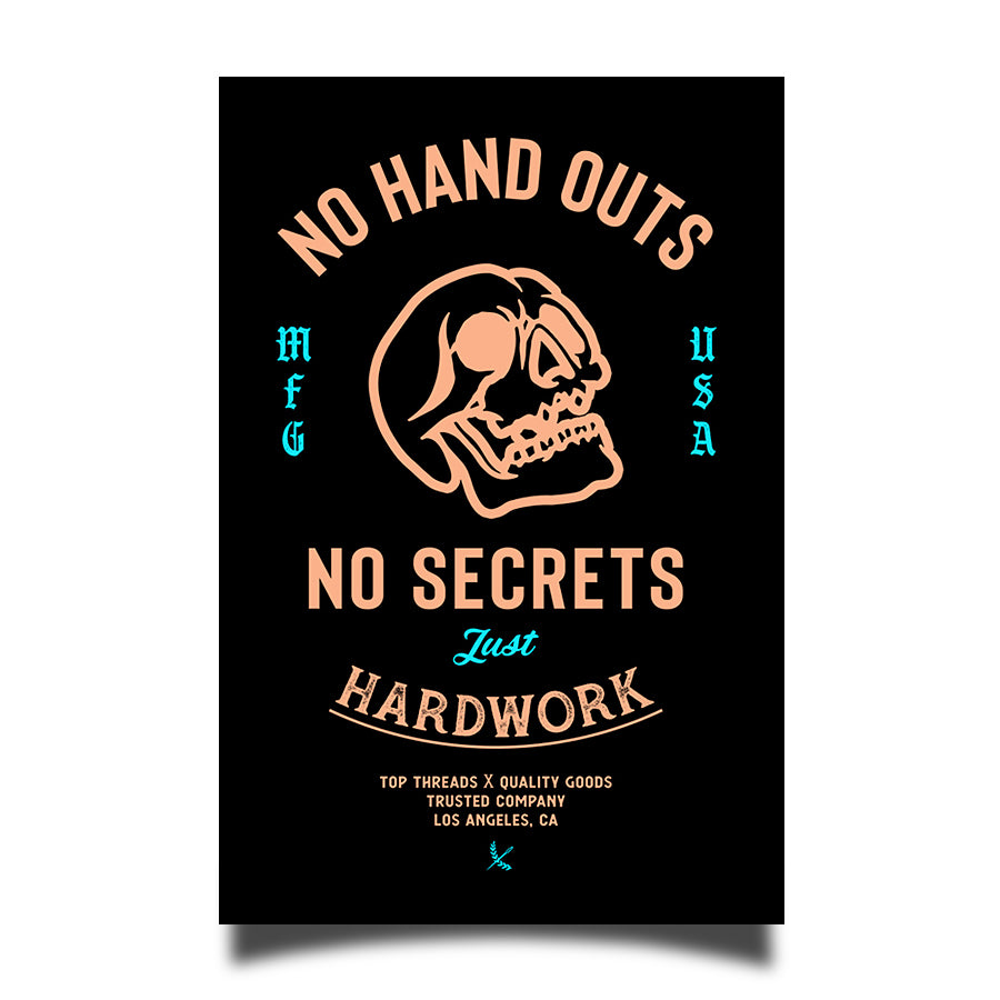 No Hand Outs Sticker - Black/Orange