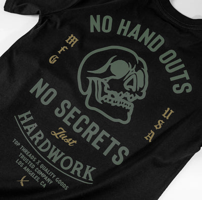 NO HAND OUTS TEE - BLACK/ARMY