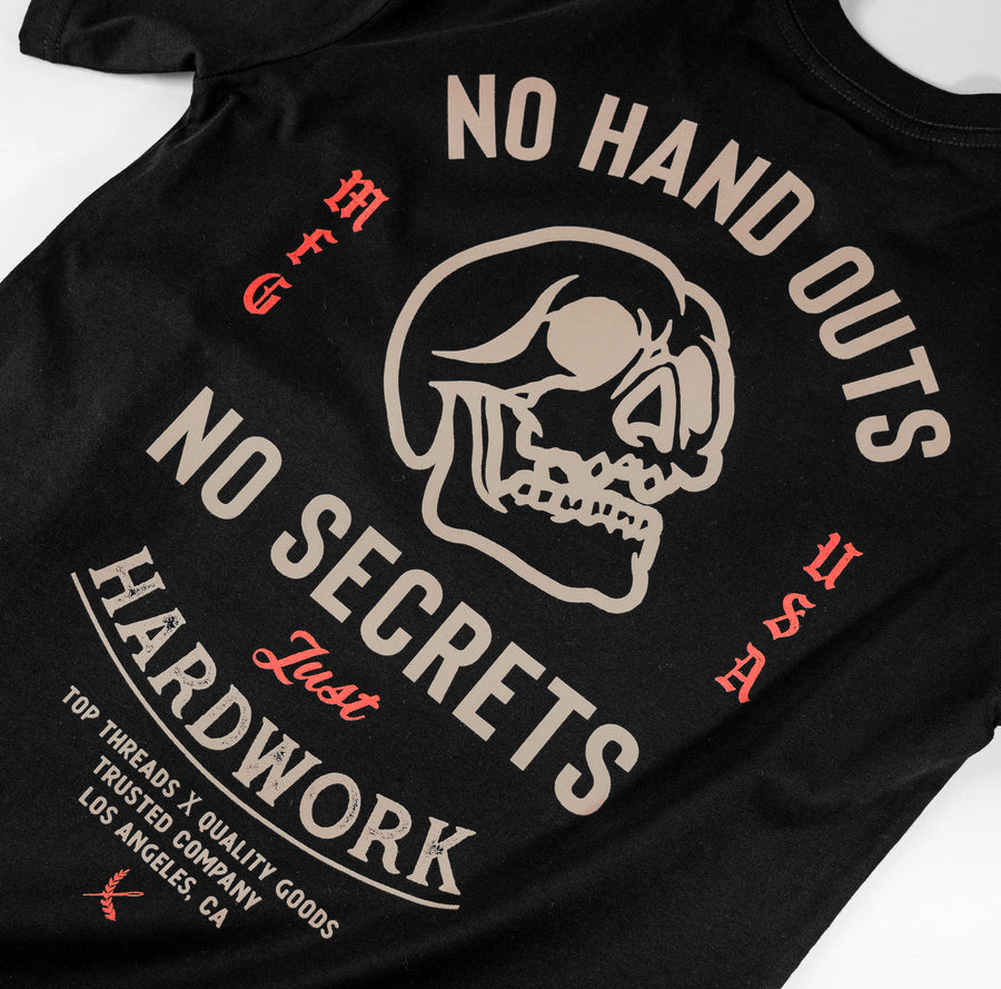NO HAND OUTS TEE - BLACK/COYOTE