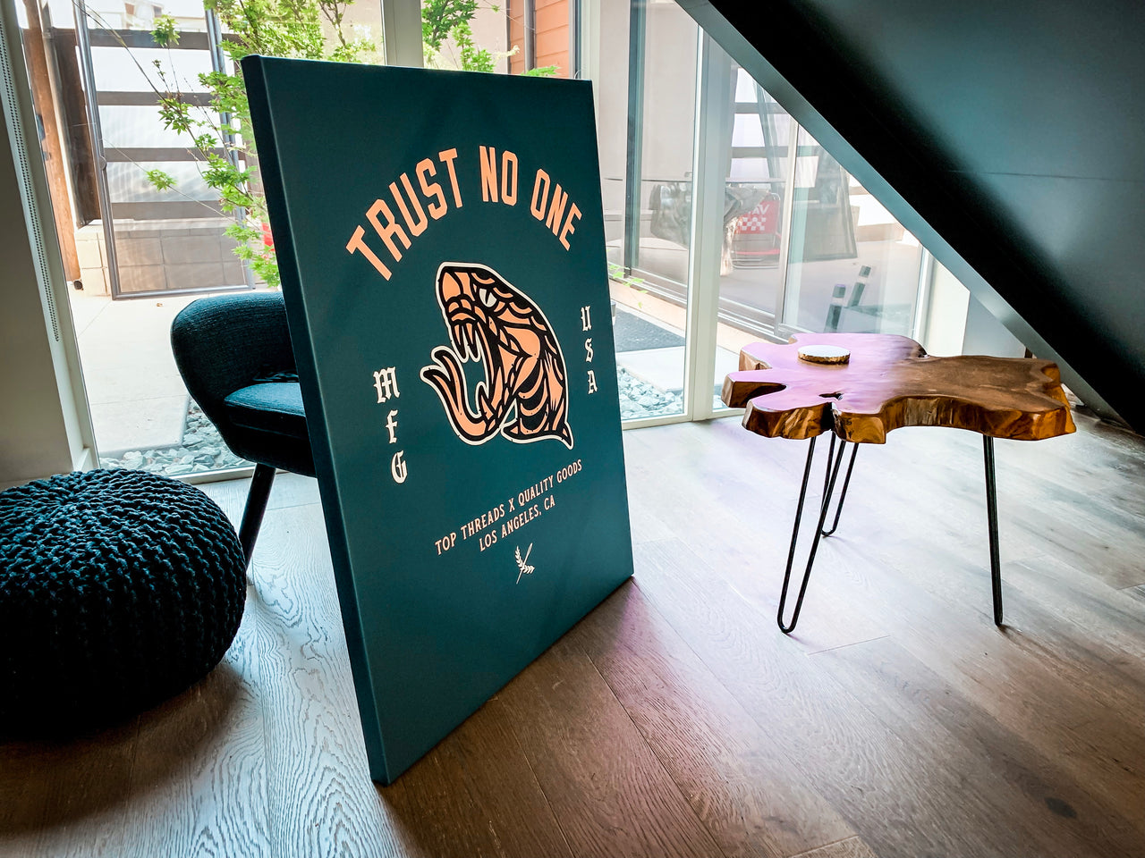 Trust No One Canvas - Aqua