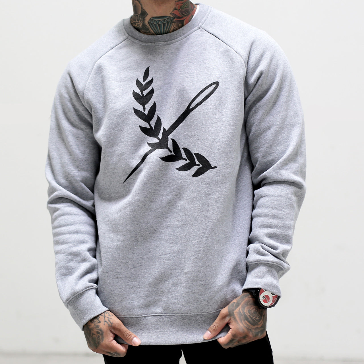 Logo Crew Neck- Athletic Heather
