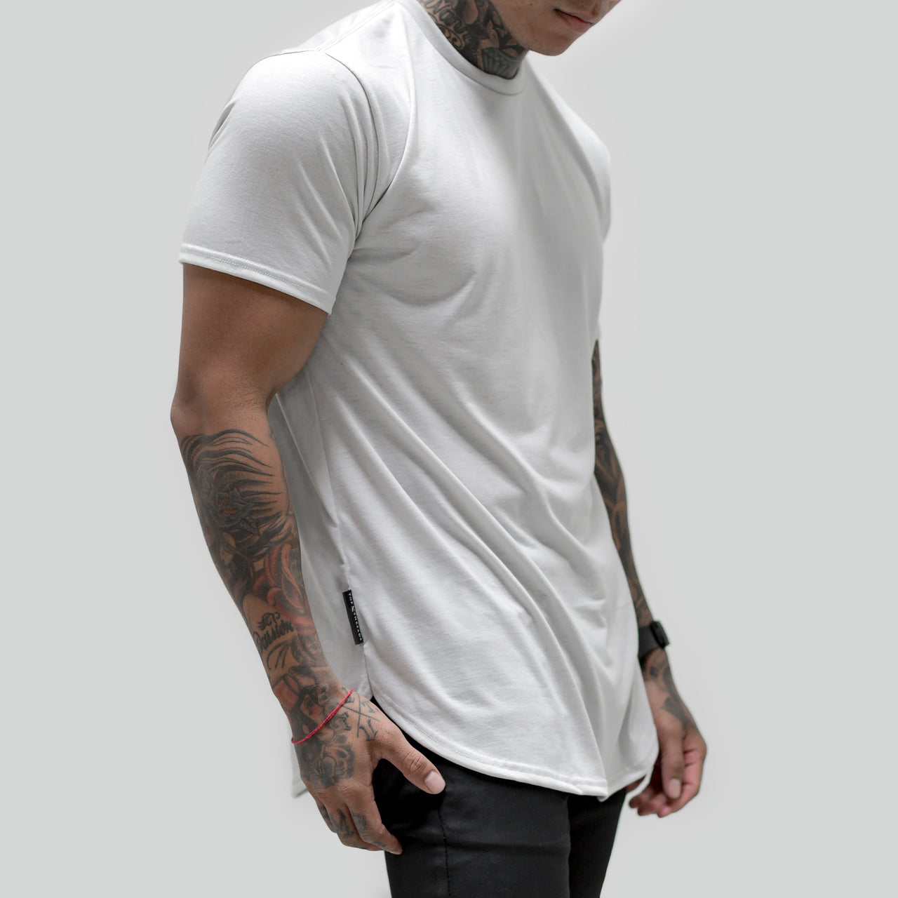 Tonal Scallop Tees - Stone Grey