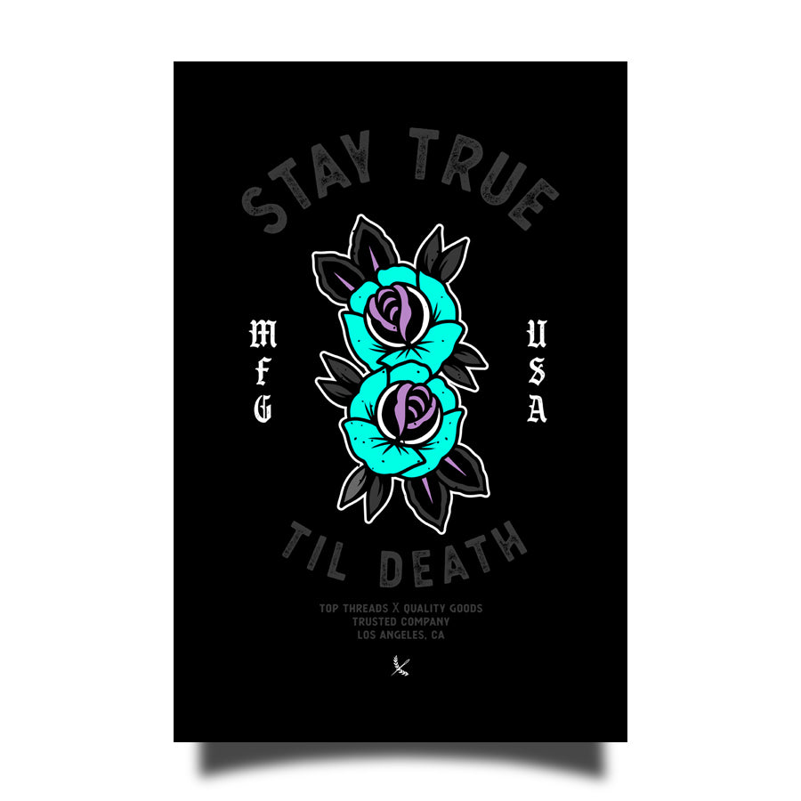 Stay True Sticker - Black / Teal
